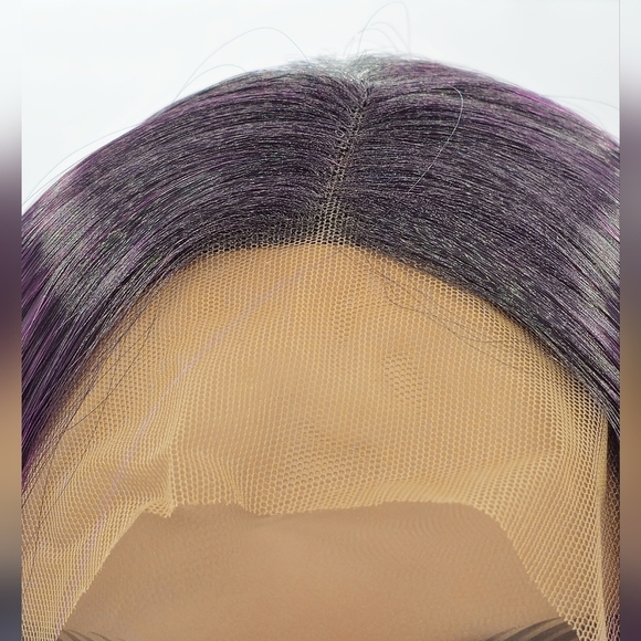 Hot Pink Fuchsia & Dark Root Blunt Straight Lace Front Wig - Picture 5 of 9